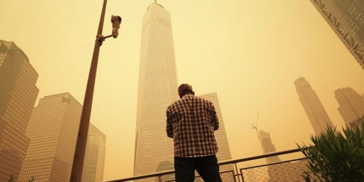 ‘Like it’s on fire’: Eastern US faces serious health risks from Canadian wildfires