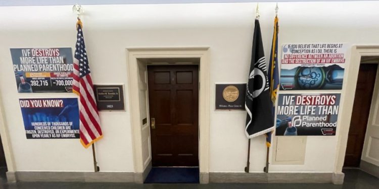 GOP’s Rosendale hangs anti-IVF posters outside office